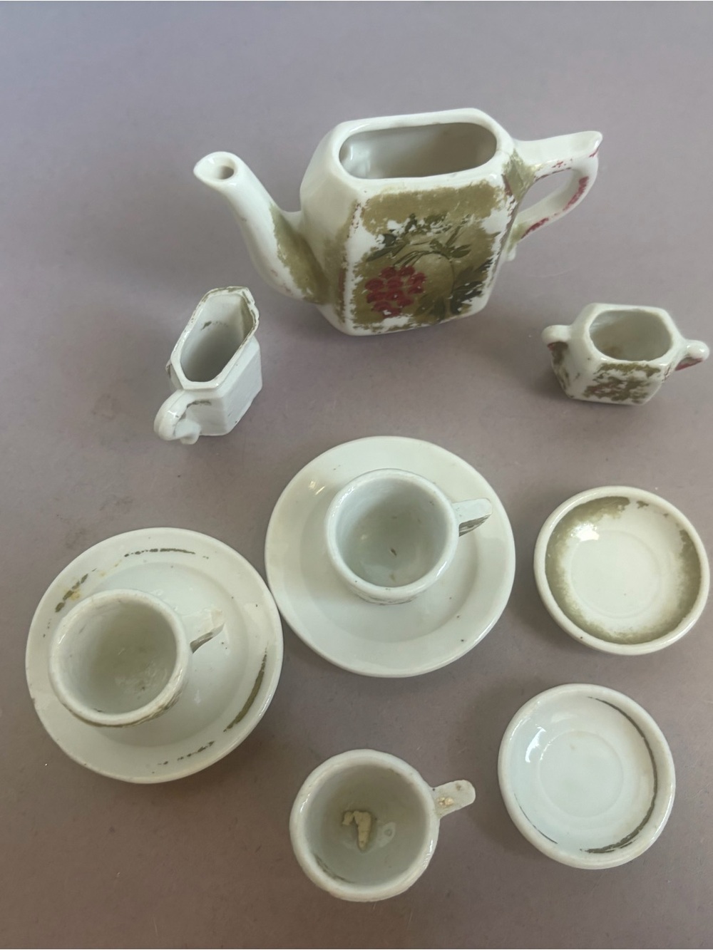 Miniature Ceramic Tea Set with Gold Floral Accents - Picture 6 of 6